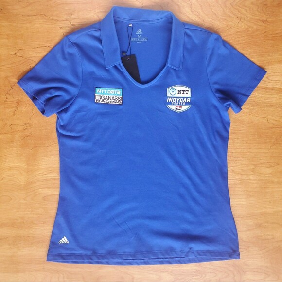 Chip Ganassi Racing Polo Shirt Womens Medium Blue Adidas NTT DATA Indycar Series - Picture 10 of 16